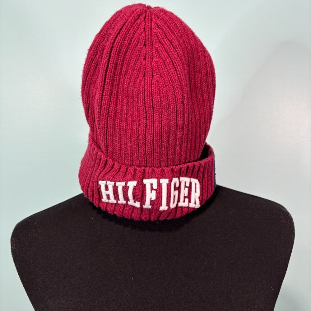 Tommy Hilfiger Maroon Knit Beanie